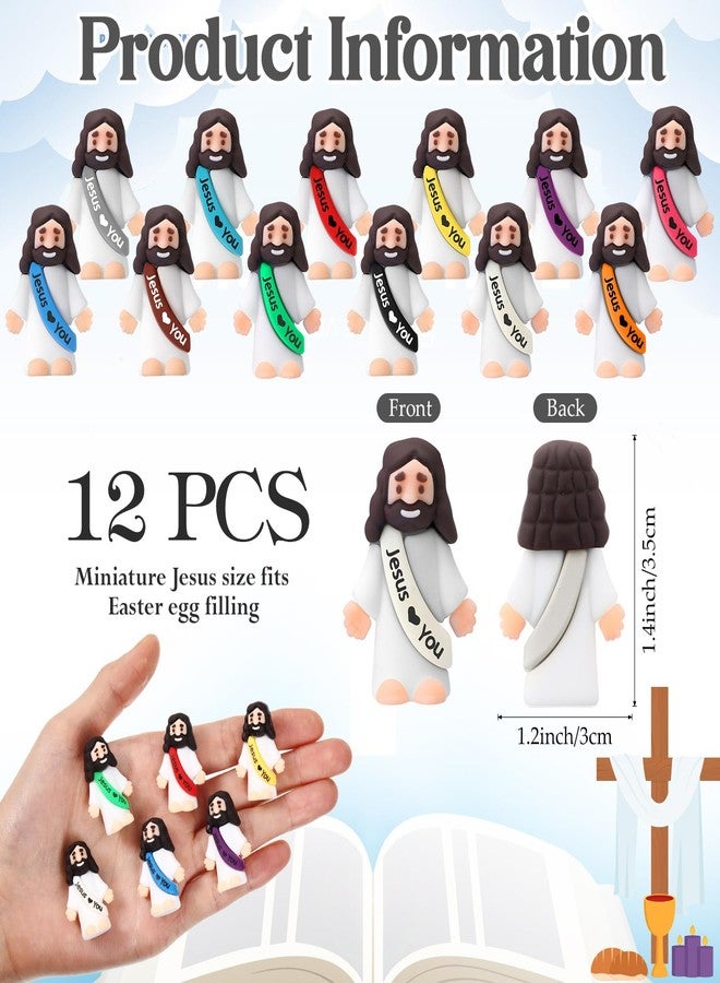Bememo 12 Pcs mini Jesus Figures Easter Original Little Jesus Figures Rubber Pocket Toys to Hide and Seek Religious Party Favors Sunday School Baptism Gifts (12 Colors) - Image 2